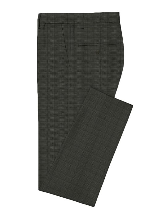 Luigi Bernardo Men's Terry Rayon Checks 3.75 Meter Unstitched Suiting Fabric (Dark Green)