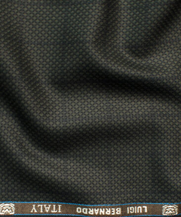 Luigi Bernardo Men's Terry Rayon Checks 3.75 Meter Unstitched Suiting Fabric (Dark Green)