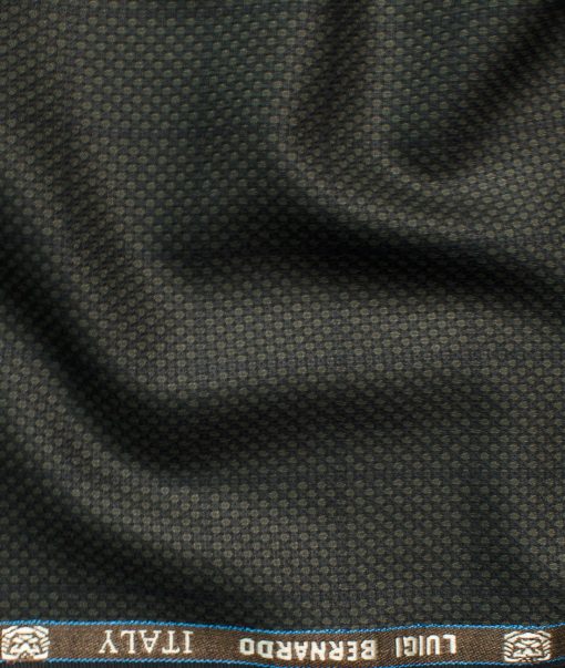 Luigi Bernardo Men's Terry Rayon Checks 3.75 Meter Unstitched Suiting Fabric (Dark Green)