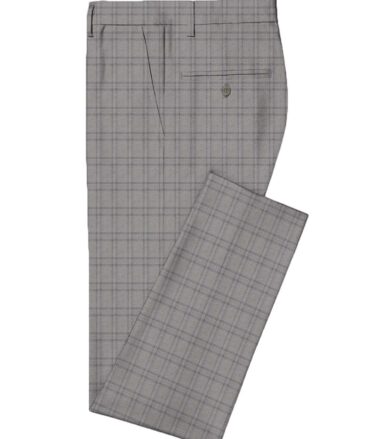 Luigi Bernardo Men's Terry Rayon Checks 3.75 Meter Unstitched Suiting Fabric (Light Grey)