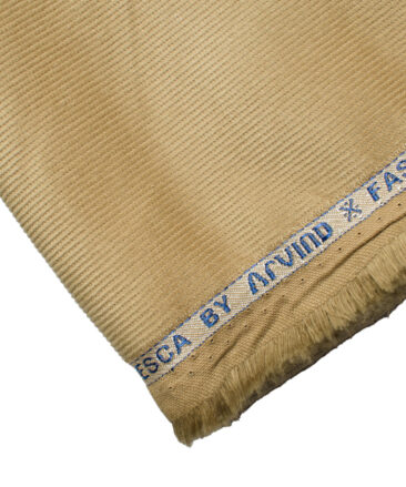 Arvind Tresca Men's Cotton Corduroy Stretchable  Unstitched Corduroy Stretchable Trouser Fabric (Latte Beige)