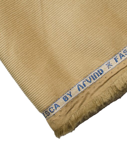 Arvind Tresca Men's Cotton Corduroy Stretchable  Unstitched Corduroy Stretchable Trouser Fabric (Latte Beige)