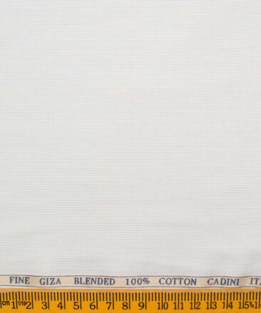 Cadini Men's Giza Cotton Striped 2.25 Meter Unstitched Shirting Fabric (White & Grey)