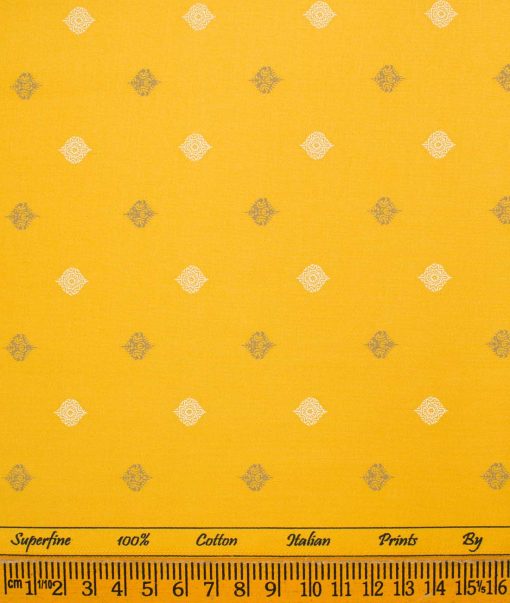 Canetti by Cadini Men's Premium Cotton Printed  Unstitched Shirting Fabric (Canary Yellow)