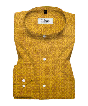 Canetti by Cadini Men's Premium Cotton Printed  Unstitched Shirting Fabric (Mustard Yellow)