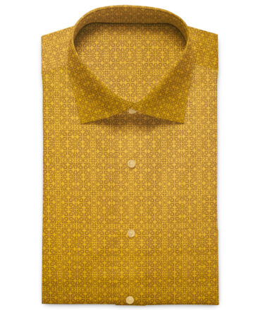 Canetti by Cadini Men's Premium Cotton Printed  Unstitched Shirting Fabric (Mustard Yellow)