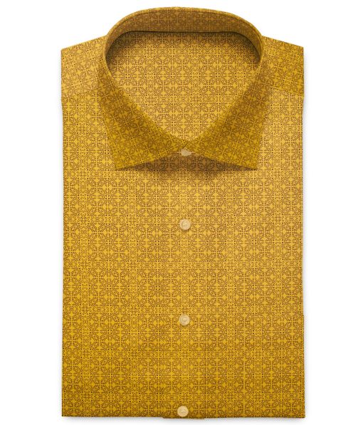 Canetti by Cadini Men's Premium Cotton Printed  Unstitched Shirting Fabric (Mustard Yellow)