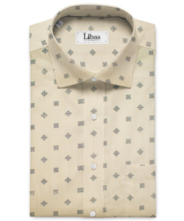 Cotton Universe Men's Premium Cotton Printed  Unstitched Shirting Fabric (Oyester Beige)