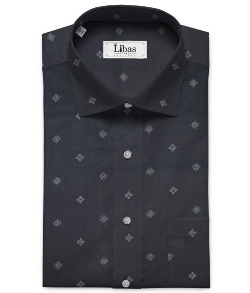 J.Hampstead Men's Premium Cotton Printed  Unstitched Shirting Fabric (Blackish Grey)