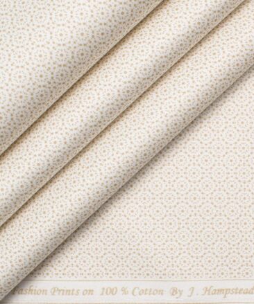 J.Hampstead Men's Premium Cotton Printed  Unstitched Shirting Fabric (White & Brown)