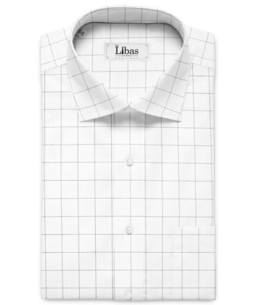 Luthai Men's Supima Cotton Checks  Unstitched Shirting Fabric (White & Black)