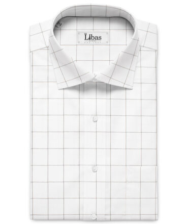 Luthai Men's Supima Cotton Checks  Unstitched Shirting Fabric (White & Black)