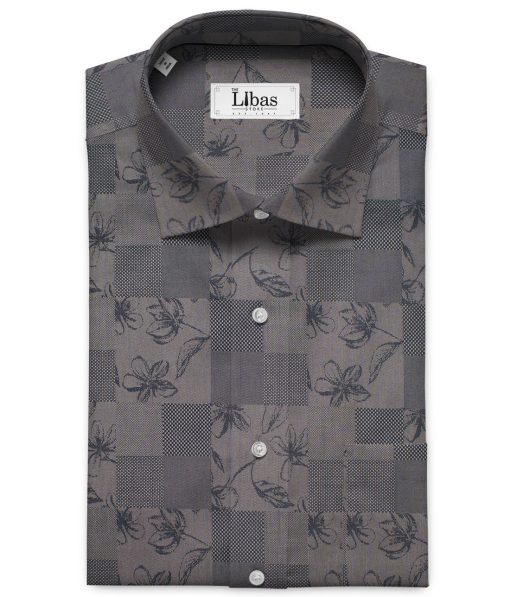 Luthai Men's Supima Cotton Self Design  Unstitched Shirting Fabric (Grey)