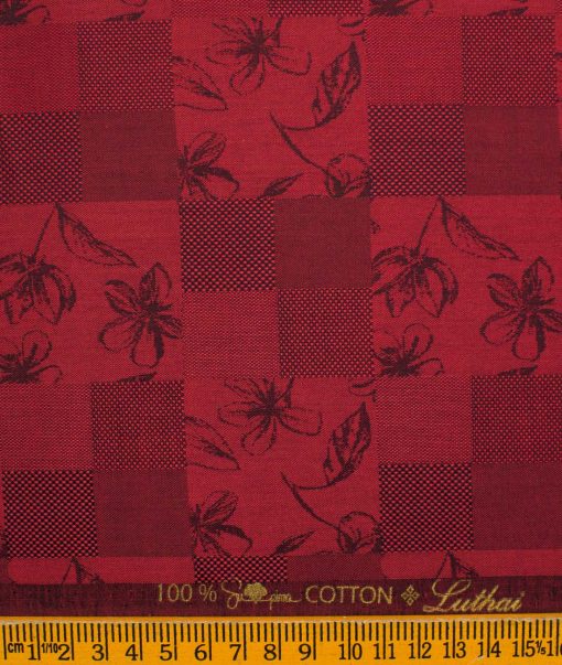 Luthai Men's Supima Cotton Self Design  Unstitched Shirting Fabric (Red)