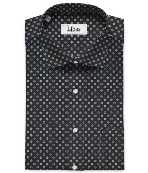 Raymond Men's Giza Cotton Printed  Unstitched Shirting Fabric (Black & White)