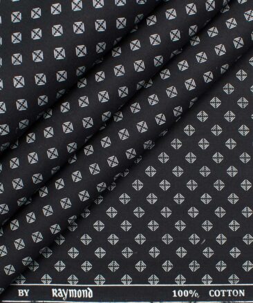 Raymond Men's Giza Cotton Printed  Unstitched Shirting Fabric (Black & White)