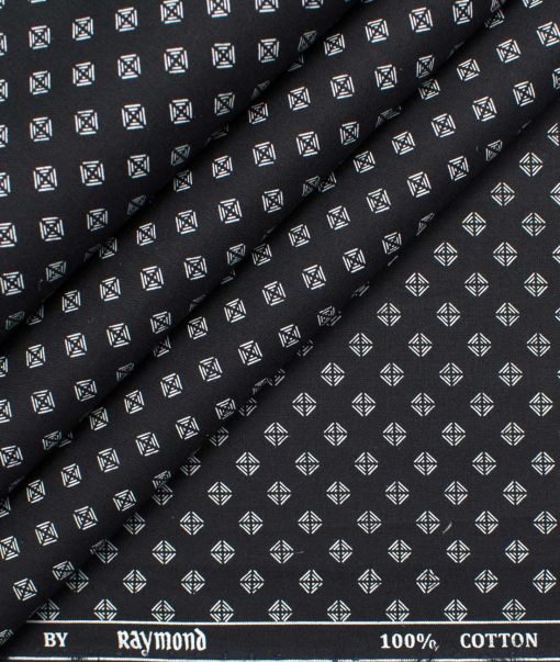 Raymond Men's Giza Cotton Printed  Unstitched Shirting Fabric (Black & White)