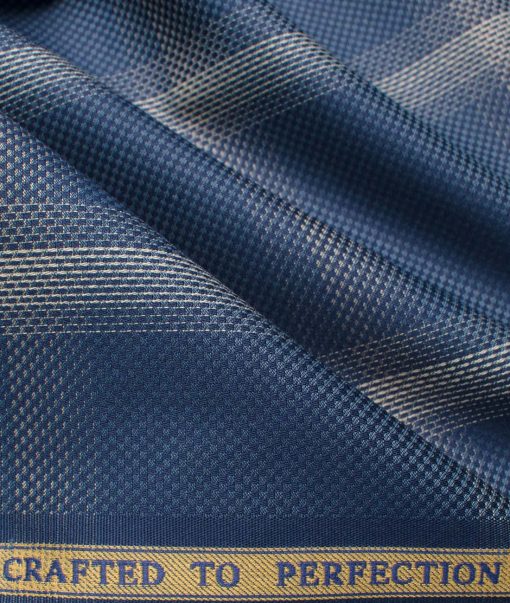 Soktas Men's Giza Cotton Checks  Unstitched Shirting Fabric (Aegean Blue)