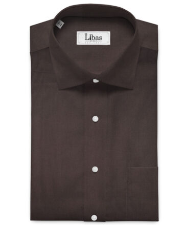 Almonti Men's Luxury Cotton (60's) Solids  Unstitched Shirting Fabric (Dark Brown)