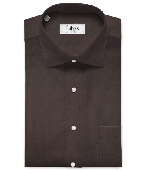 Almonti Men's Luxury Cotton (60's) Solids  Unstitched Shirting Fabric (Dark Brown)