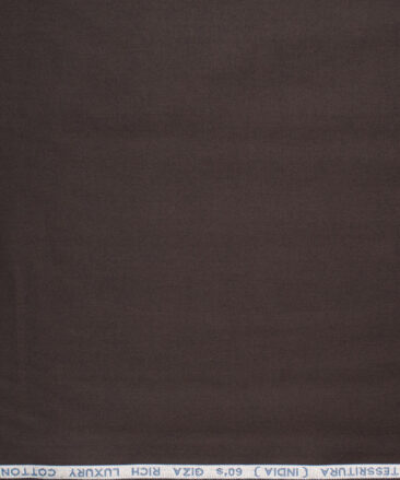 Almonti Men's Luxury Cotton (60's) Solids  Unstitched Shirting Fabric (Dark Brown)