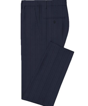 J.Hampstead Men's Wool Striped Super 130's  Unstitched Suiting Fabric (Dark Blue)