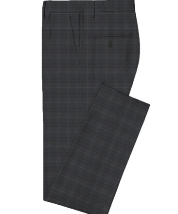 J.Hampstead Men's Wool Checks Super 130's  Unstitched Suiting Fabric (Dark Grey)