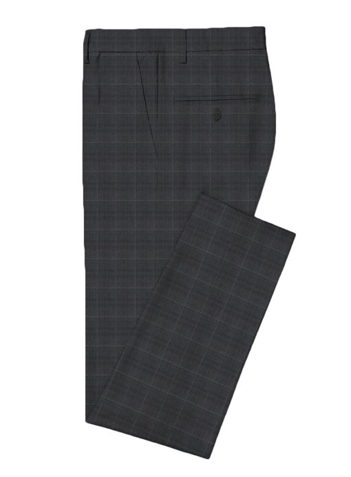 J.Hampstead Men's Wool Checks Super 130's  Unstitched Suiting Fabric (Dark Grey)