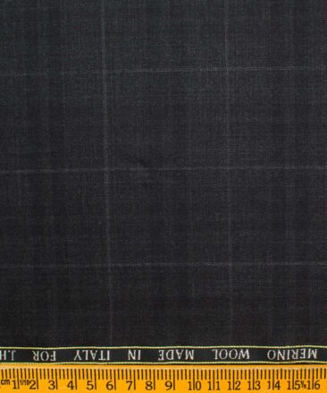 J.Hampstead Men's Wool Checks Super 130's  Unstitched Suiting Fabric (Dark Grey)