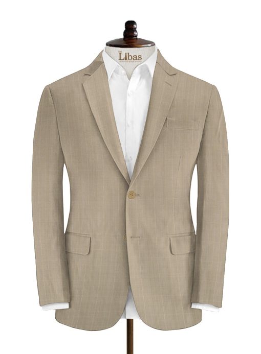 J.Hampstead Men's Wool Checks Super 100's  Unstitched Suiting Fabric (Beige)