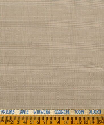 J.Hampstead Men's Wool Checks Super 100's  Unstitched Suiting Fabric (Beige)