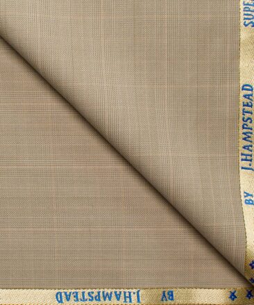 J.Hampstead Men's Wool Checks Super 100's  Unstitched Suiting Fabric (Beige)