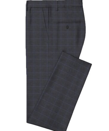 J.Hampstead Men's Wool Checks Super 100's Unstitched Suiting Fabric (Dark Grey)