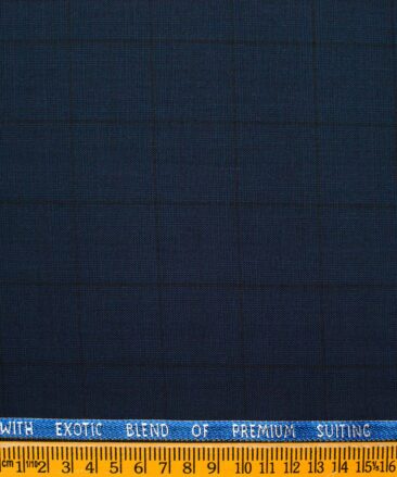 J.Hampstead Men's Wool Self Design Super 90's  Unstitched Suiting Fabric (Dark Blue)