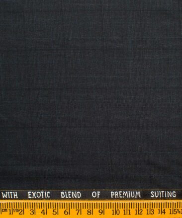 J.Hampstead Men's Wool Checks Super 90's  Unstitched Suiting Fabric (Dark Grey)