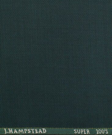 J.Hampstead Men's Wool Structured Super 100's 1.30 Meter Unstitched Trouser Fabric (Dark Sea Green)