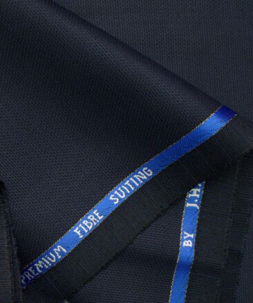 J.Hampstead Men's Wool Structured Super 100's 1.30 Meter Unstitched Trouser Fabric (Dark Blue)