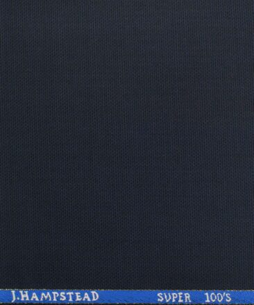 J.Hampstead Men's Wool Structured Super 100's 1.30 Meter Unstitched Trouser Fabric (Dark Blue)