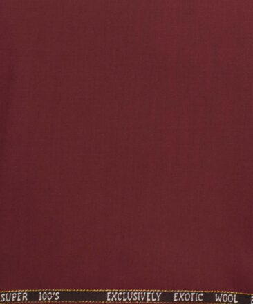 J.Hampstead Men's Wool Solids Super 100's  Unstitched Trouser Fabric (Maroon)