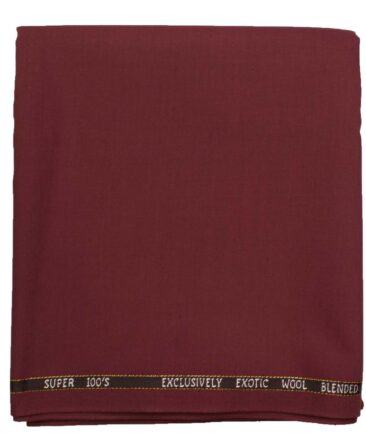 J.Hampstead Men's Wool Solids Super 100's  Unstitched Trouser Fabric (Maroon)