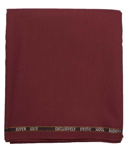 J.Hampstead Men's Wool Solids Super 100's  Unstitched Trouser Fabric (Maroon)