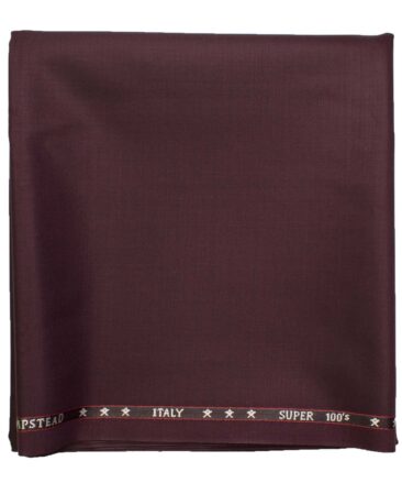 J.Hampstead Men's Wool Solids Super 100's  Unstitched Trouser Fabric (Dark Wine)