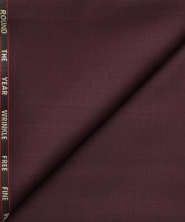 J.Hampstead Men's Wool Solids Super 100's  Unstitched Trouser Fabric (Dark Wine)