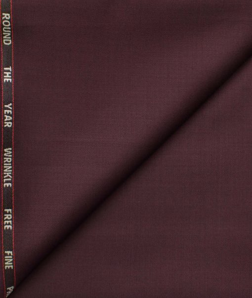 J.Hampstead Men's Wool Solids Super 100's  Unstitched Trouser Fabric (Dark Wine)