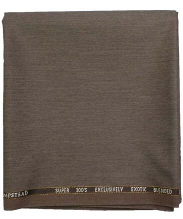 J.Hampstead Men's Wool Self Design Super 100's  Unstitched Trouser Fabric (Greyish Brown)