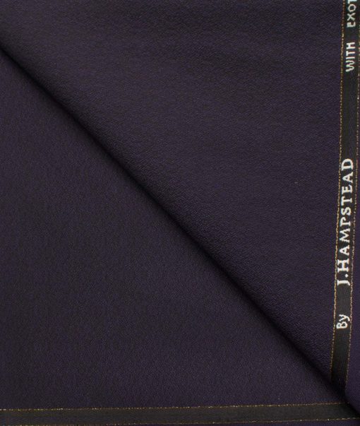 J.Hampstead Men's Wool Self Design Super 90's  Unstitched Trouser Fabric (Dark Purple)