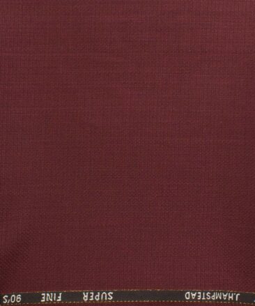 J.Hampstead Men's Wool Structured Super 90's  Unstitched Trouser Fabric (Maroon)