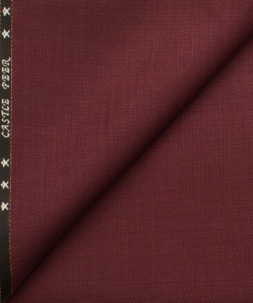 J.Hampstead Men's Wool Structured Super 90's  Unstitched Trouser Fabric (Maroon)