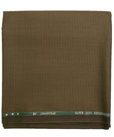 J.Hampstead Men's Wool Structured Super 100's  Unstitched Trouser Fabric (Brown)