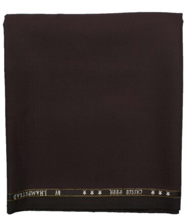 J.Hampstead Men's Wool Self Design Super 100's  Unstitched Trouser Fabric (Dark Wine)